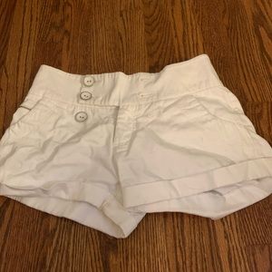 white button up shorts
